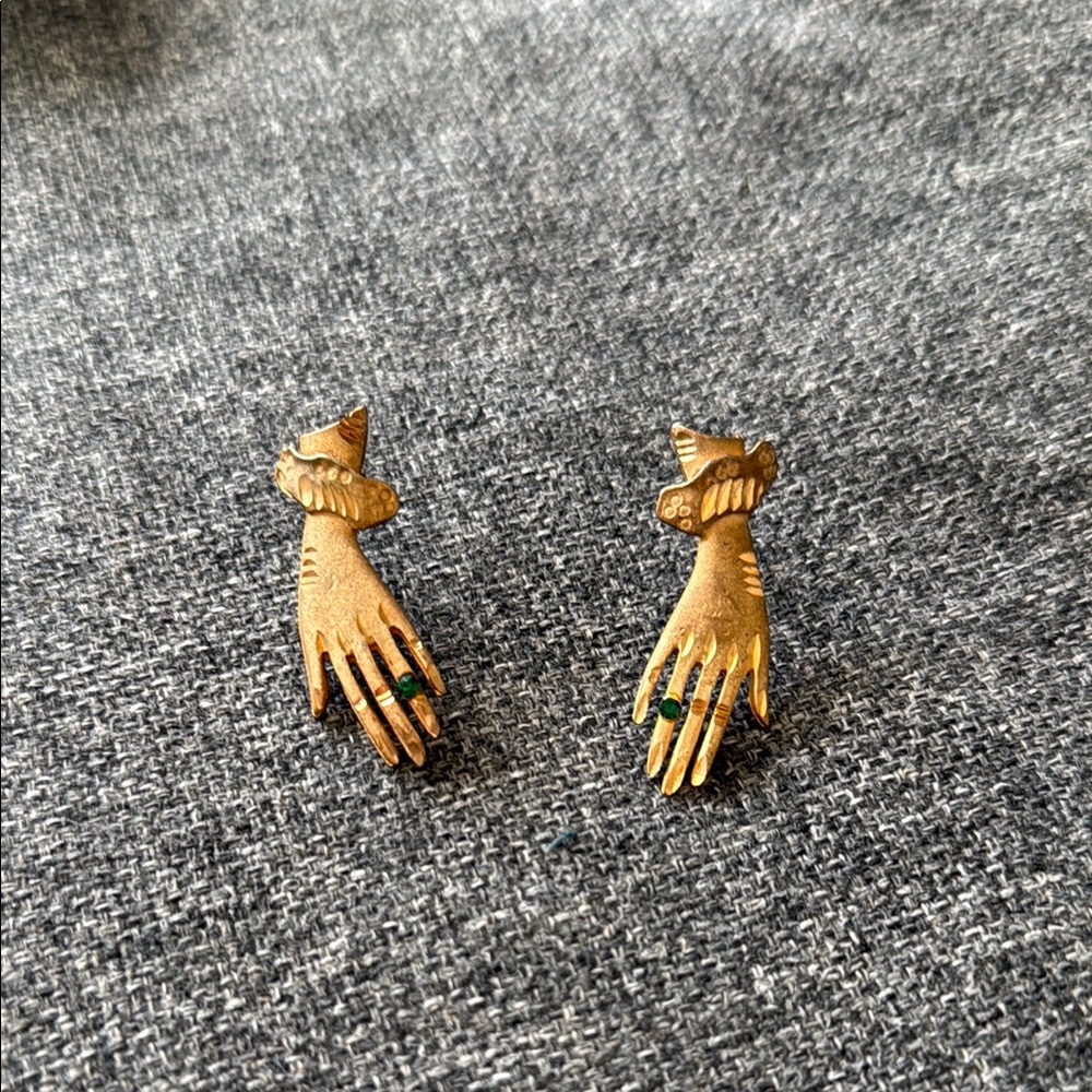 Mid Century Gold Hand-Shaped Earrings